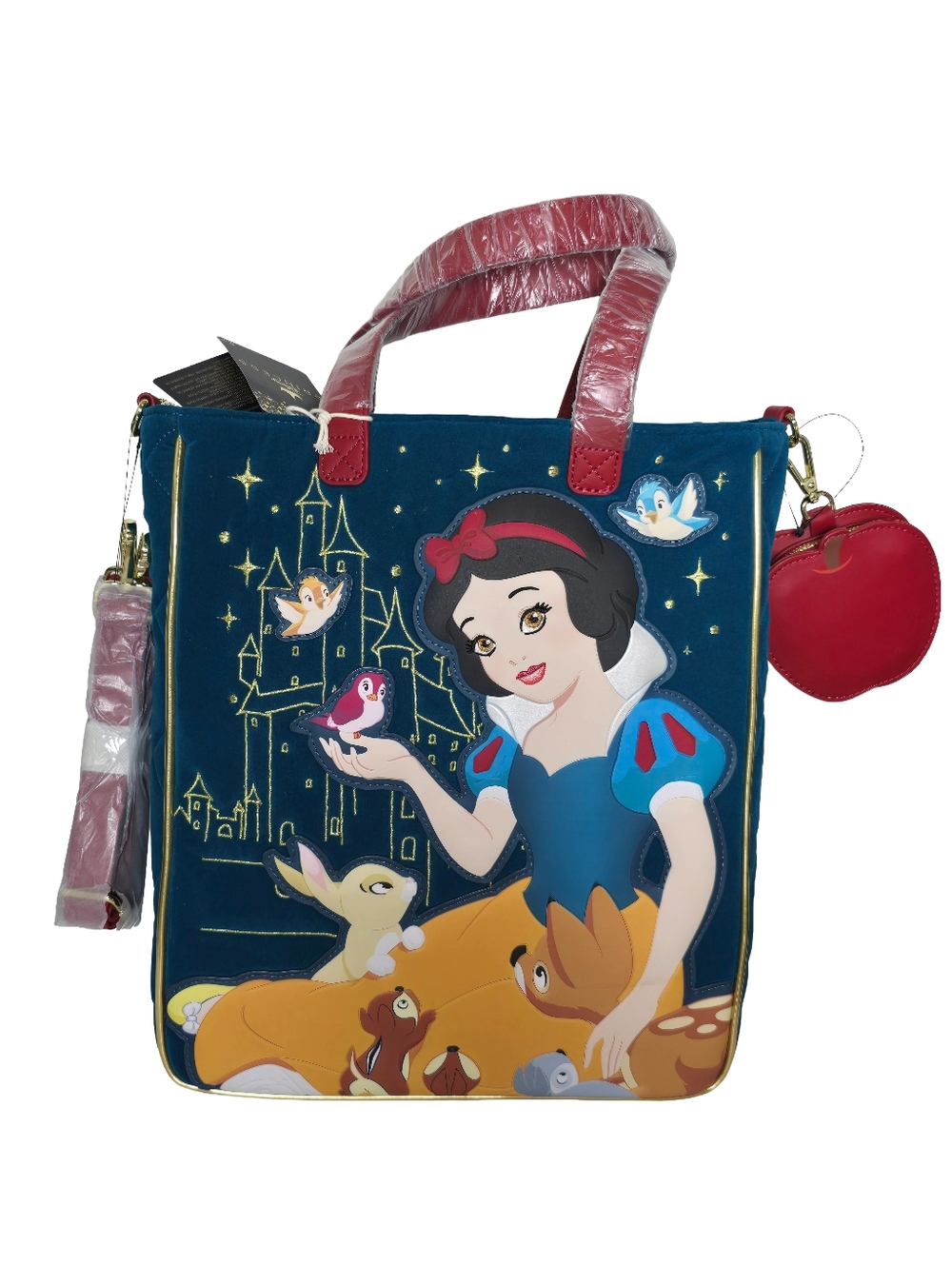 Loungefly Disney Snow White Velvet Tote Bag Apple Coin Purse NWT